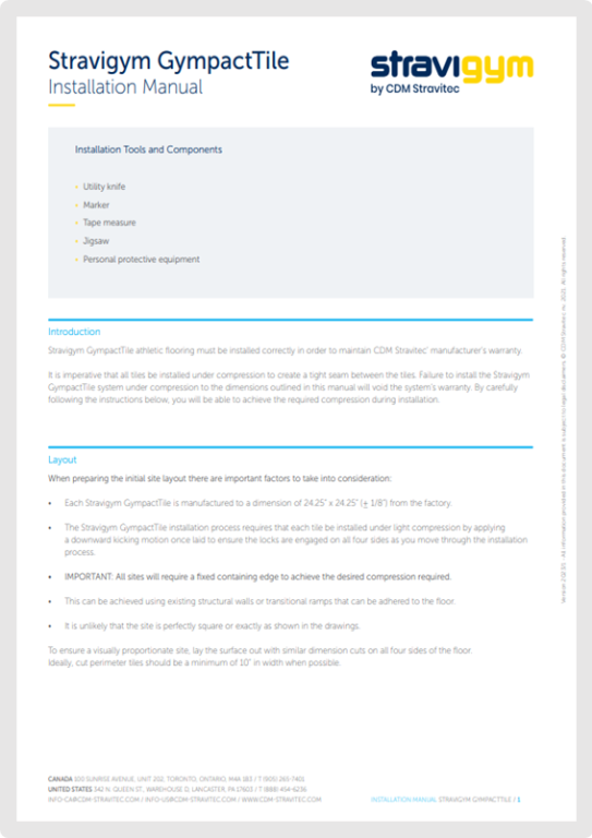 Installation Manual - Stravigym GympactTile (US-CA)
